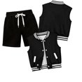 thumbnail image 3 of YOUYEDIAN Kids Sweatsuit Sleeveless Button Down Vest and Casual Solid Color Shorts Set, 3 of 5