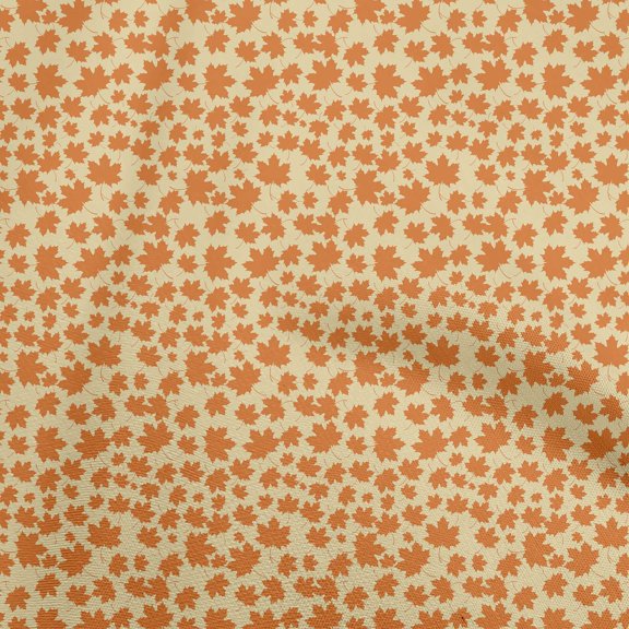 oneOone Polyester Spandex Beige Fabric Asian Leaf Chinar Dress Material Fabric Print Fabric By The Yard 56 Inch Wide