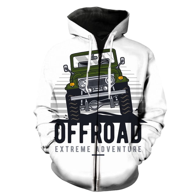 Sudadera con capucha y cremallera para hombre, diseño de coche clásico de dibujos animados, estilo Harajuku, con estampado 3D, manga larga, divertida, informal, estilo hip hop, unisex, 2024
