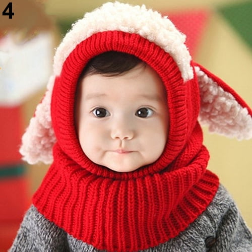 Nœud Bébé Hiver Bonnet Fille Rose Chapeau Enfant Tricoté Chapeaux  Oreillette 0 à 6 Ans