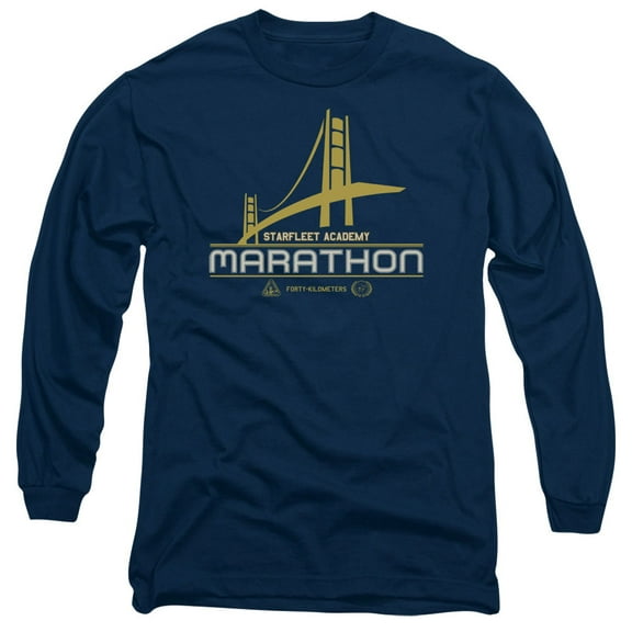 Star Trek Marathon Logo Long Sleeve Adult 18/1 T-Shirt Navy
