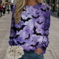 thumbnail image 2 of Arlun,Halloween Sweatshirts for Women 2025 Plus Size Cute Pumpkin Graphic Funny Letter Printed Loose Sweatshirt Casual Crewneck Long Sleeve Trendy Halloween Tops Purple3 XL, 2 of 4