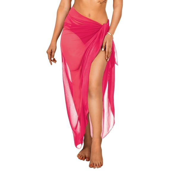 HAPPY BAY Women's Summer Beachwear Sarong Beach Swim Cover ups Long Sheer Wraps Scarf Skirt Swimsuit Bikini Coverups for Women One Size Solid, Rose