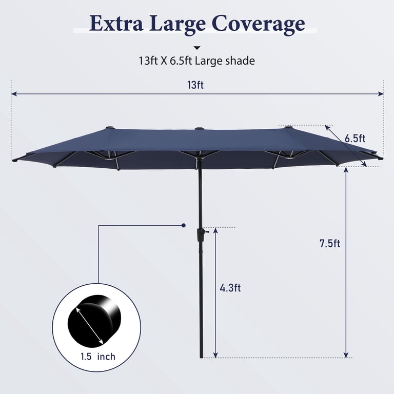 15 ft patio double-sided umbrella with base Alpha Joy 15ft Extra Large Outdoor Patio Double-Sided Umbrella with So main image 1