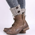 thumbnail image 3 of 2xFashion Mujer Boot Cuff Tejido Suave Pom Pom Calentador De Piernas Toppers Boot Calcetines Gris Sunnimix Puño de bota corto para mujer, 3 of 5