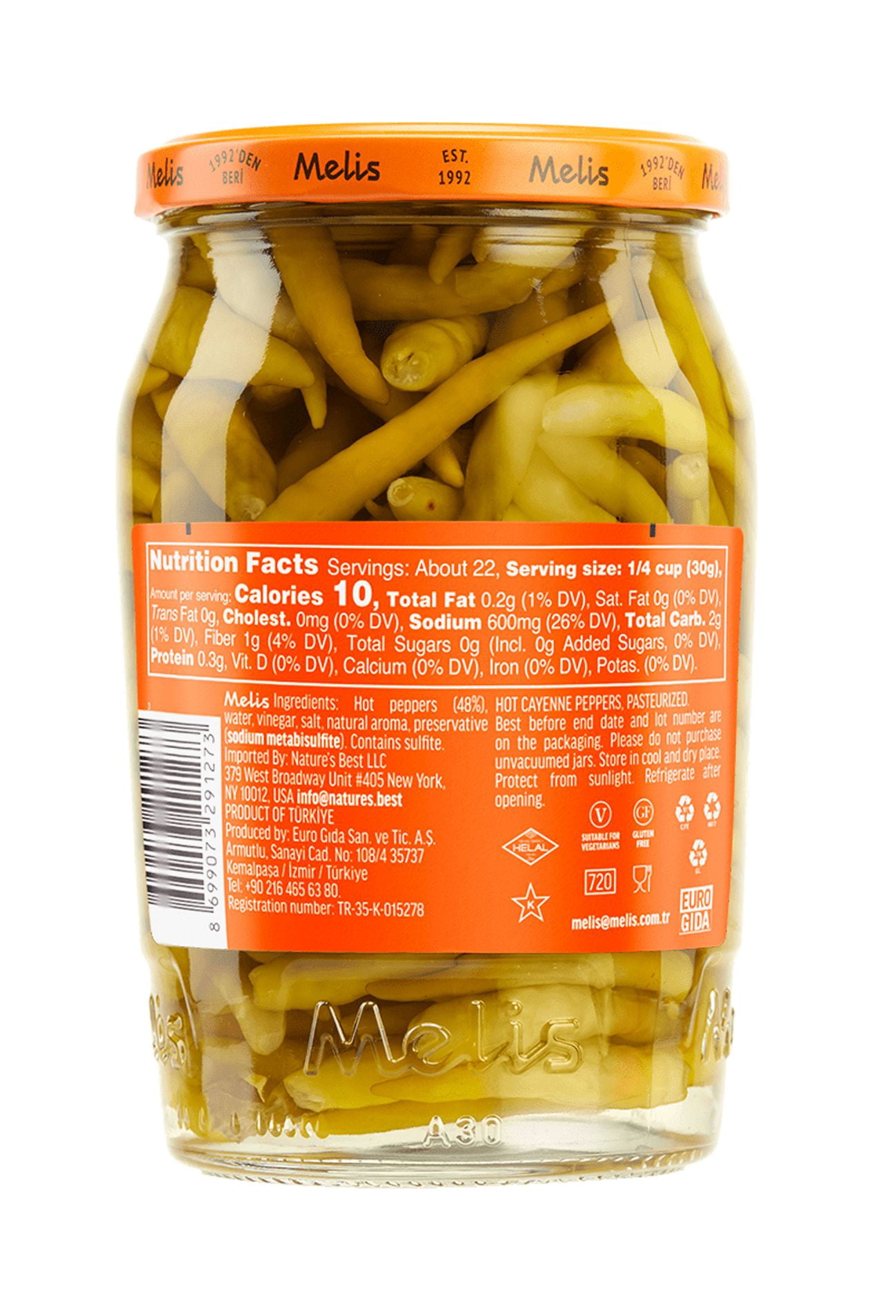 Melis Cayenne Peppers, 24 oz Glass Jar, 1 Count