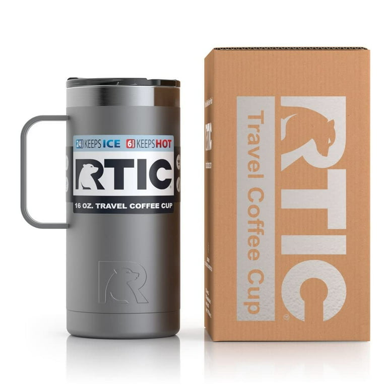RTIC 16 oz Coffee Travel Mug with Lid and Handle, Stainless  Steel Vacuum-Insulated Mugs, Leak, Spill Proof, Hot Beverage and Cold,  Portable Thermal Tumbler Cup for Car, Camping, Graphite: Tumblers