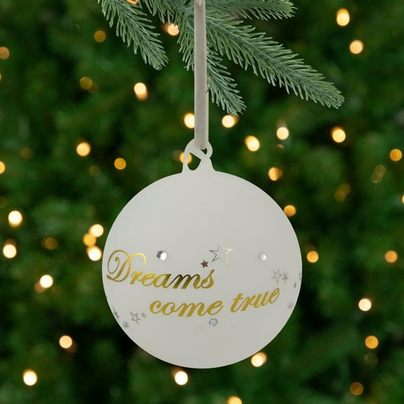 Northlight Reindeer "Dreams Come True" Glass Christmas Ornament Ball - 4.5" - Gold and White