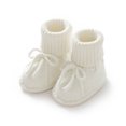 thumbnail image 4 of Huowey Baby First Walking Shoes Boy Girl Knit Cute Bow Tie Shoes Soft Sole Floor Sneakers Fall Winter Warmth Lovely Footwear,White,3-6 Months, 4 of 4