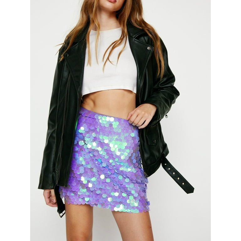 MERSARIPHY Women Sequin Skirt Mini Skirts High Waist Sparkly Skirt Packaged Hip Party Skirts