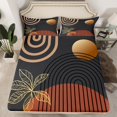 thumbnail image 2 of Manfei Monstera Bed Sheets,Geometric Lines Stripes King Sheets,Black Brown Yellow Sheet Set For Teens,Breathable Home Decor,4 Pieces, 2 of 7