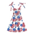thumbnail image 4 of Leey-World 4th Of July Toddler Girl Dress Baby Girl Summer Clothes Stand Collar Tshirt Dress Striped Short Sleeve Aline Dresses Toddler 4th of July Outfit,Size 1-2 Years, 4 of 5