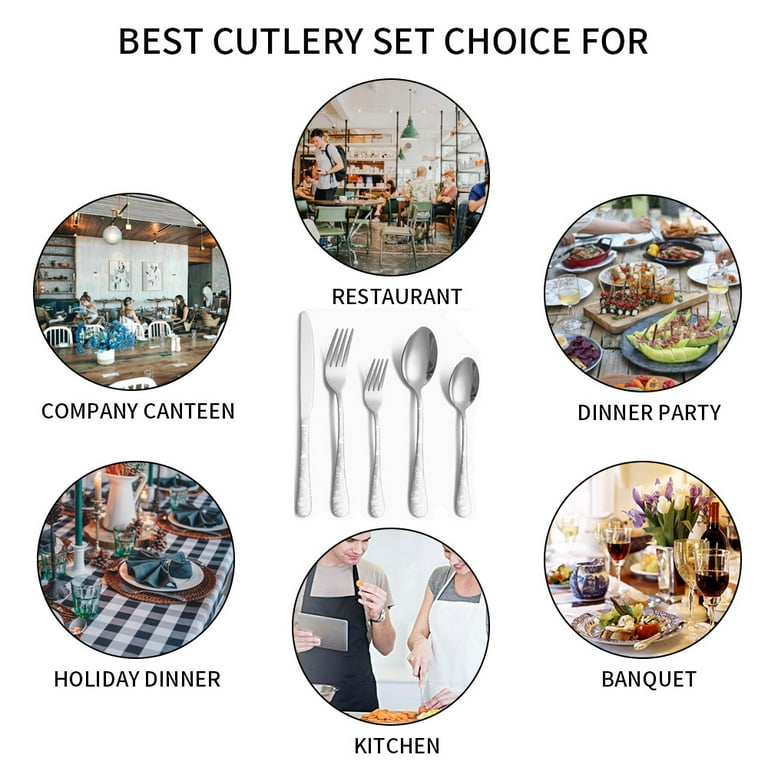 Cibeat Silverware Set, 20 Piece Flatware Set, Stainless Steel Kitchen  Restaurant Tableware Cutlery Set, Service for 4, Include Knife/Fork/Spoon