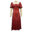 thumbnail image 3 of Vestidos Largos Casuales Vestido maxi ajustado con estampado floral Abertura lateral Traje de vacaciones para mujer (Rojo L) Ygjytge para Mujer Rojo T M, 3 of 8