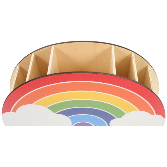 OUNONA Rainbow Wooden Pencil Holder for Home Office Organization MultiUse Desktop Accessory 9.5 x 4.5 x 3.5 Inches