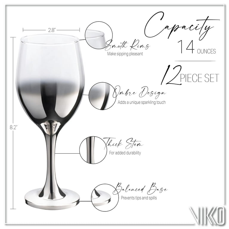 Vikko dcor Wine Glasses,14 oz Fancy Wine Glasses with Stem for Red and White Wine, Thick and Durable Wine Glass, Dishwasher Safe, Great for Wine