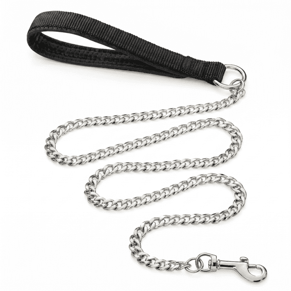 Metal Dog Leash, Heavy Duty Chew Proof Chain with Soft Padded Handle, for Large & Medium Dogs, 6 FT x 3 mm, Fits 30-120 lbs Dogs