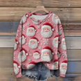 thumbnail image 3 of Long Sleeve Pullover Sweaters For Women O Neck Casual Cute Printing Knit Oversized Sweater for Fall and Winter, Christmas Snowflake Print, Cozy and Festive, Christmas Sweaters for Women ,White,XL, 3 of 6
