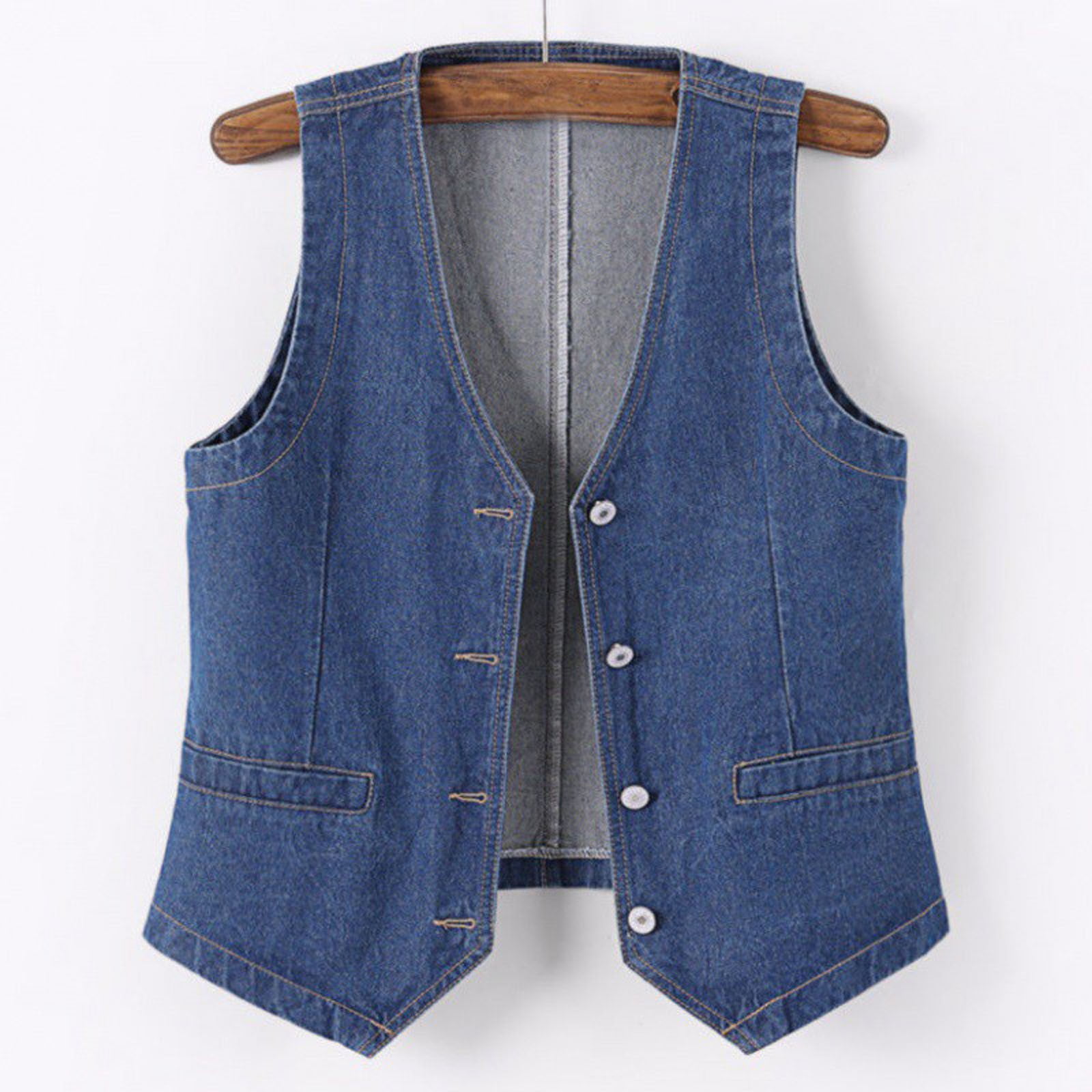 Gilet en Denim pour Femmes Gilet Court Ajusté Version Coréenne