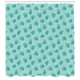 thumbnail image 3 of Lemons Shower Curtain, Grunge Spotty Blue Lime Figures on Retro Style Polka Dotted Pattern, Fabric Bathroom Set with Hooks, 69W X 70L Inches, Seafoam Teal and White, by Ambesonne, 3 of 3