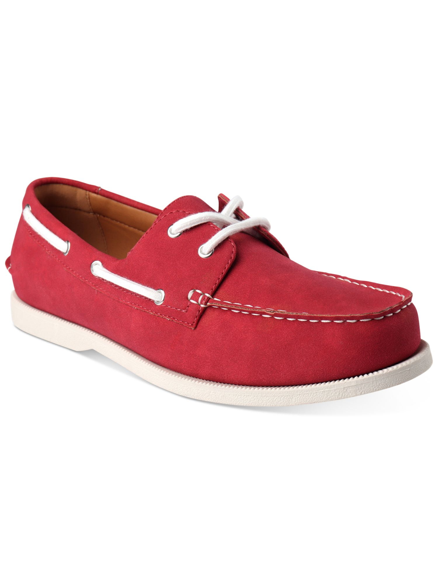 CLUBROOM Mens Red Comfort Elliot Round Toe Lace-Up Boat 