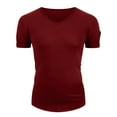 thumbnail image 5 of WTXUE T-Shirts Short Sleeve, V-Neck Shirts Summer Casual Zipper Pocket T Shirt Top Blouse Cotton Solid Casual Tops for Men Wine L, 5 of 5