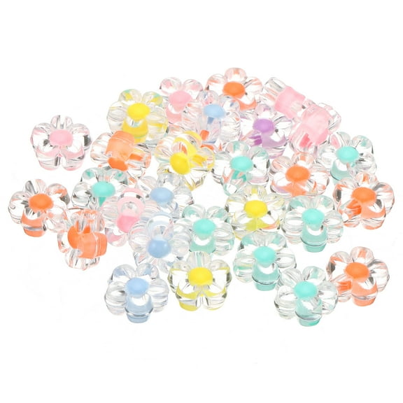 Uxcell Acrylic Beads for Jewelry Making, 100 Pack Acrylic Flower Beads for Bracelets, Mix Color