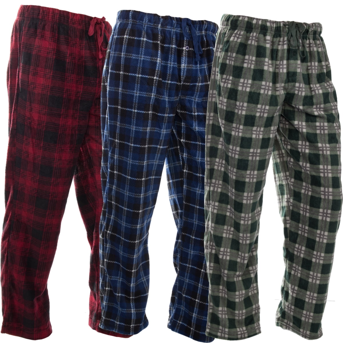 DG Hill - DG Hill (3 Pairs) Mens PJ Pajama Pants Bottoms Fleece Lounge Pants Sleepwear Plaid PJs