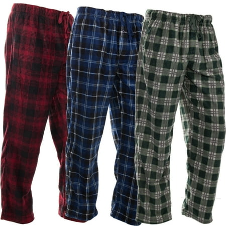 DG Hill (3 Pairs) Mens PJ Pajama Pants Bottoms Fleece Lounge Pants Sleepwear Plaid PJs with Pockets (Best Way To Wear Flannel)