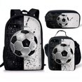 thumbnail image 3 of 3Pcs Creative Football Print School Bag Set for Teenager Boys Girls Student Daily Casual Campus Backpack Lunch Bag Pencil Bag, 3 of 4