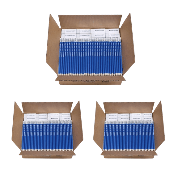 STAEDTLER Norica #2 HB Pencils Class Pack with Erasers 3 Pack , (3 sets of 144 pcs) Break-Resistant Lead, Pre-sharpened bulk back with PVC-Free Erasers, Count 432