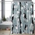 thumbnail image 2 of Christmas Winter Snowman Bathroom Shower Curtain Snowflakes Black Blue Striped Waterproof Washable Shower Curtains for Bathtub Bath Decor with Grommets and Hook 72 X 72 Inch, 2 of 8
