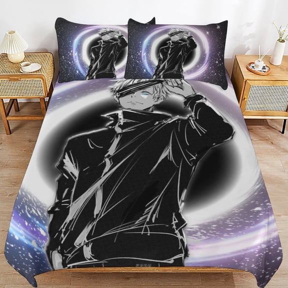 3 Piece Comfortable Bedding Set Jujutsu Kaisen Gojo Satoru Duvet Cover Twin Bed with 2 Pillowcase 79"x90"