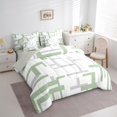 thumbnail image 4 of Manfei Modern Abstract Ombre 7-Piece Twin Bedding Sets, Chic Pale Green Rectangle Plaid Bedding Comforter Set, Teens Adult Female Man Reversible Sheet Sets, Luxury Bedroom Decor, 4 of 8