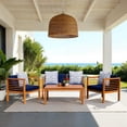 thumbnail image 2 of Safavieh Alda Outdoor 4 Pc Conversational Set - Natural/Navy/White, 2 of 8