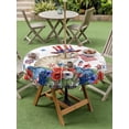 thumbnail image 4 of Outdoor Tablecloth with Umbrella Hole for Patio/Picnic/Party/Camping, 4th of July Waterproof Table Cloth Round Cover Washable, Independence Day Patriotic Flowers American Cat (Dia 54"), 4 of 9