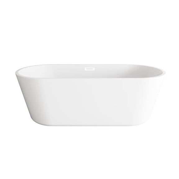 Elegant Kitchen & Bath BT10671GW-WHT 71 in. Soaking Bathtub, Glossy White with Polished White Trim
