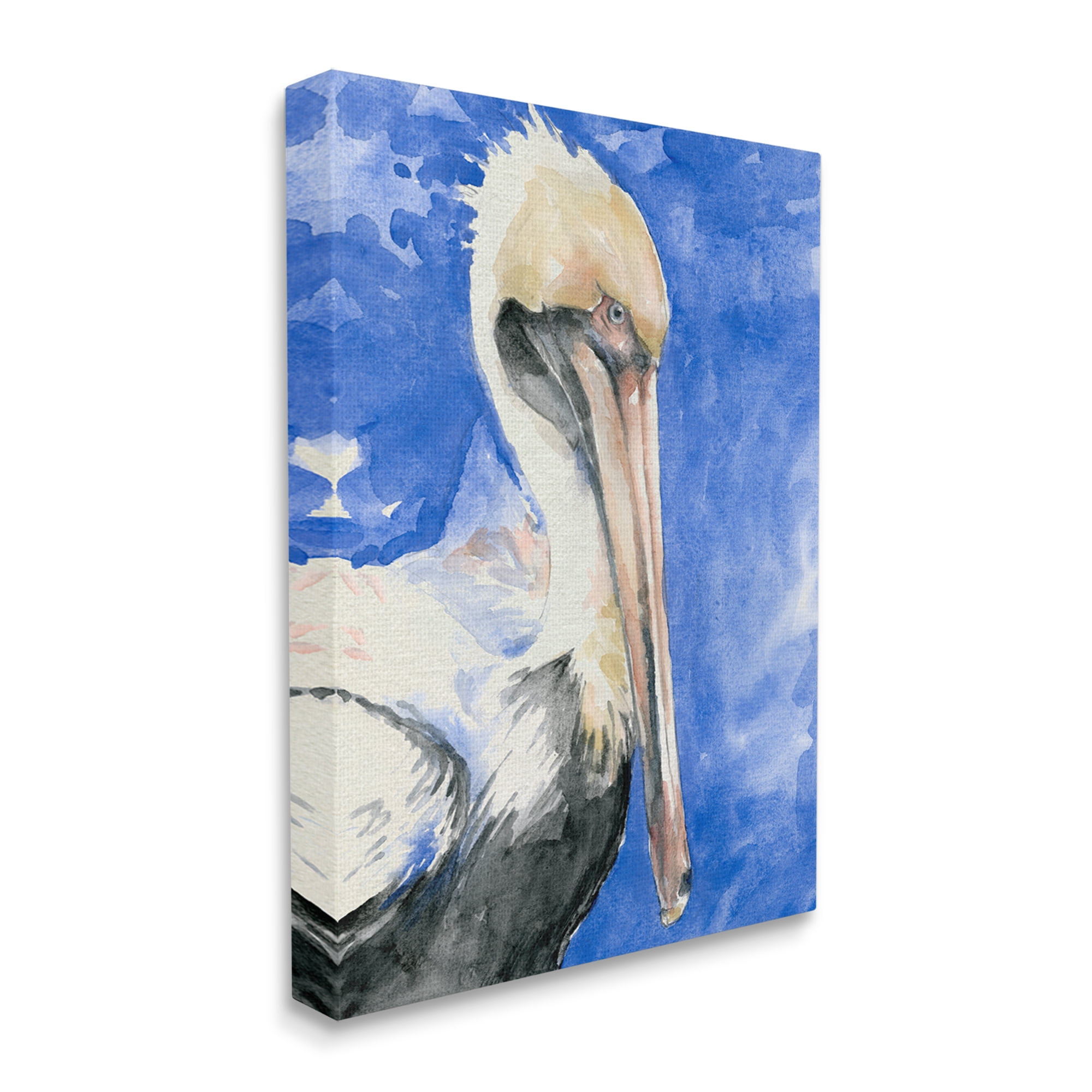 Stupell Industries Elegant Pelican Bird Tucked Beak Bold Blue Painting Painting Gallery Wrapped Canvas Print Wall Art, Design by Jennifer Paxton Parker