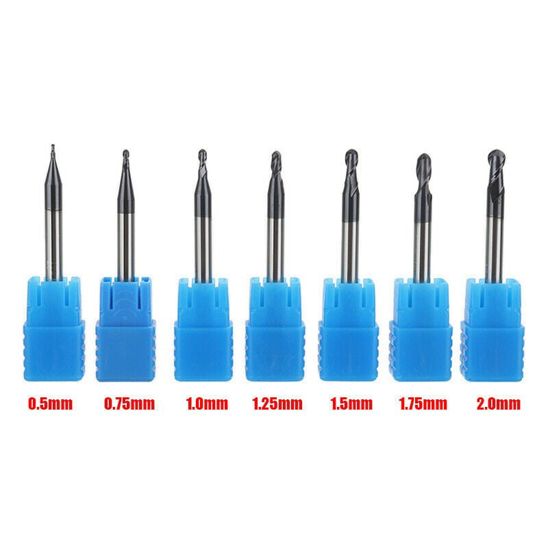 6PCS Nitrogen Coated 2 flutes Ball Nose End Mill set CNC tool R0.5 to 3.0MM