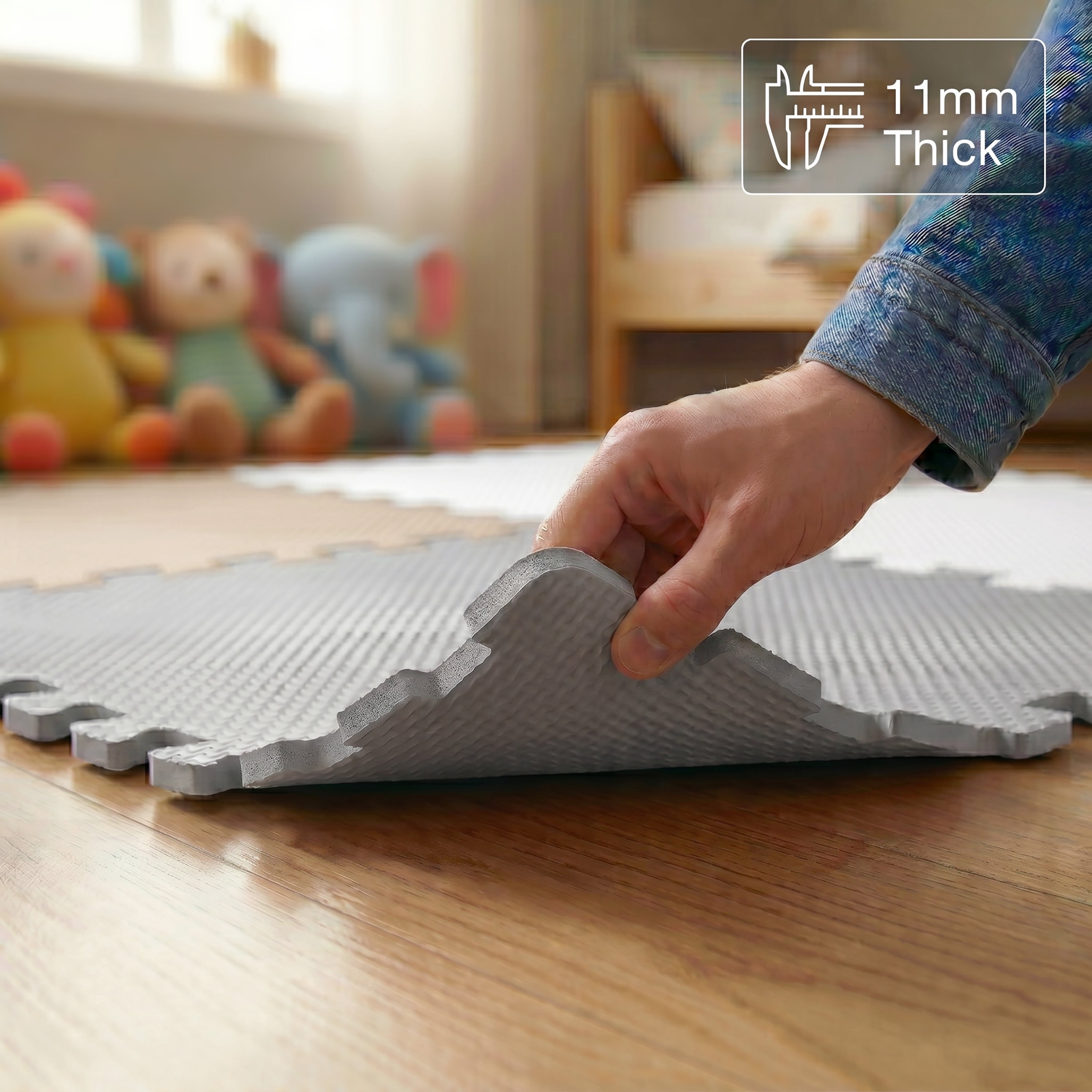 FlooringInc's Rainbow & Natural Harmony Playmat - Kid Safe Foam Floor Tiles with Removable Edges - 2'x2', 1/2" Thick (Earthy, 6 Tile Pack)