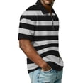 thumbnail image 4 of Polo Shirts for Men Casual Quarter Zip Striped Golf Shirt Lightweight Short Sleeve T Shirt Stylish Business Lapel Collared Pullover OIOLOYJM Gray L, 4 of 9