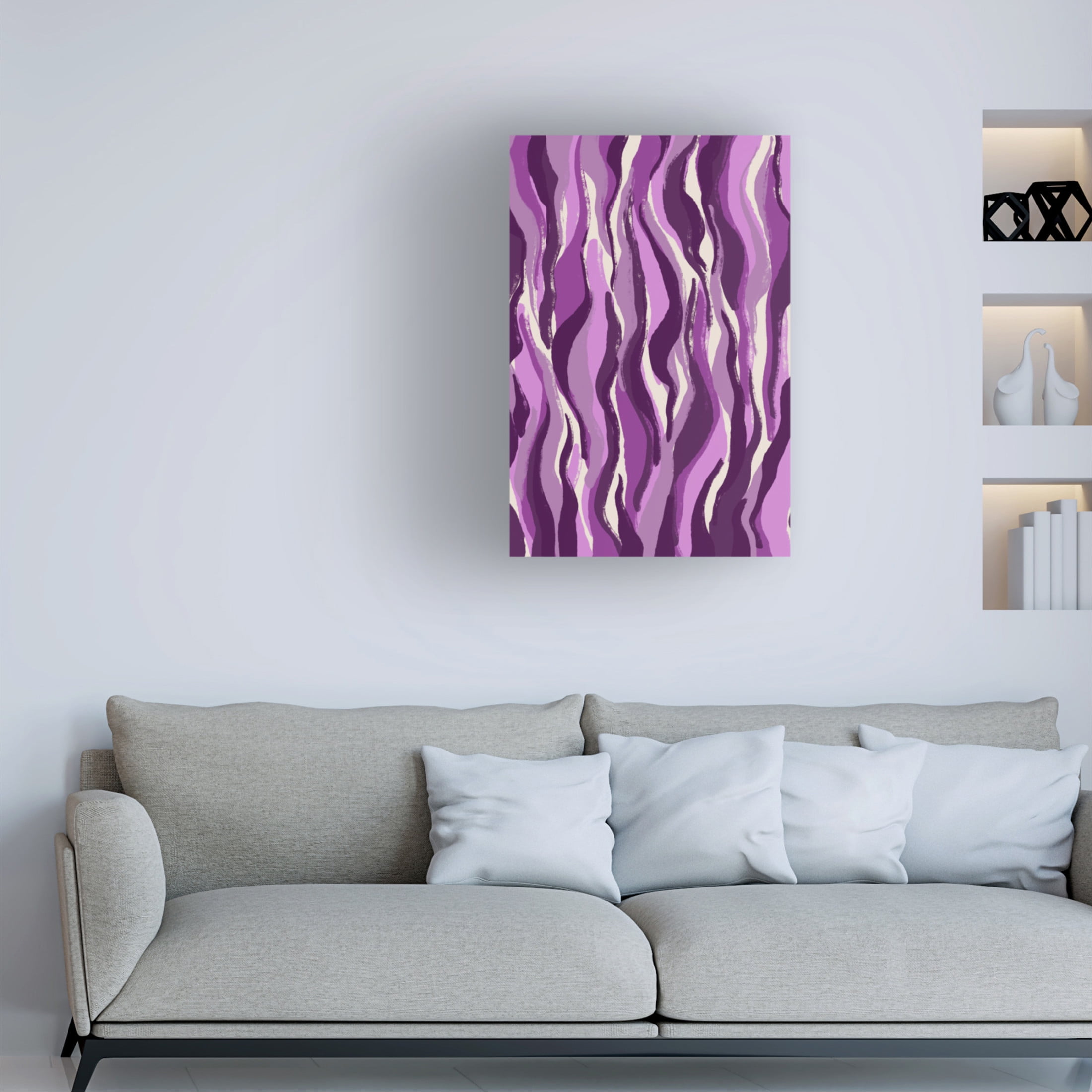 Canvas Wall Art - Treechild 'Purple Tiger Pattern' Wall Art for Living Room, Bedroom, or Office D?cor by Trademark Fine Art - 12 x 19 Inches