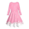 thumbnail image 4 of GBSYEWXS Christmas Dress For Girls Child Soft Long Sleeve Crew Neck A-Line Outdoor Snowflake Print Pink Dresses Size 10-13 T, 4 of 5