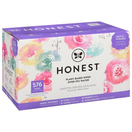 The Honest Company Designer Baby Wipes - 576 Count | Rose Blossom | Over 99 Percent Water | Pure & Gentle | Plant-Based | Fragrance Free | Extra Thick & Durable Wet Wipes 72 Count (Pack of 8)
