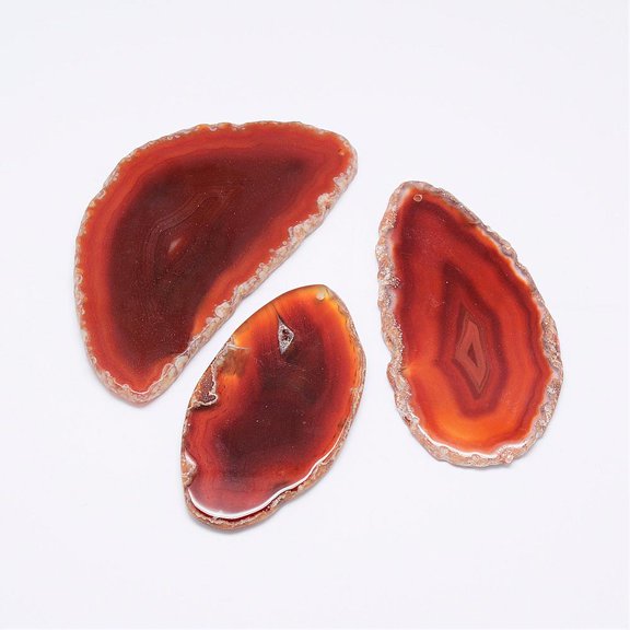 Natural Agate Slices Big Pendants Dyed Coral 50~110x27~60x5~10mm Hole: 2mm 20~40pcs/kg