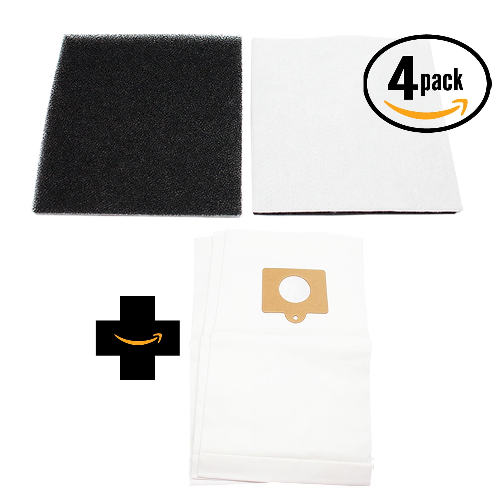 3 Replacement Kenmore 11625513506 Vacuum Bags & 4 Foam Filter