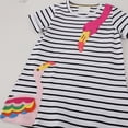 thumbnail image 3 of Peyan Kids Girls Cotton Short Sleeve Casual Swan Appliques Striped Summer Tutu Dresses 3-4T, 3 of 8