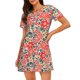 thumbnail image 1 of Fotbe Small Coral Red Flowers Bata de Dormir para Mujer con Estampado, Camisón de Algodón de Manga Corta, Ropa de Dormir Casual, 1 of 6