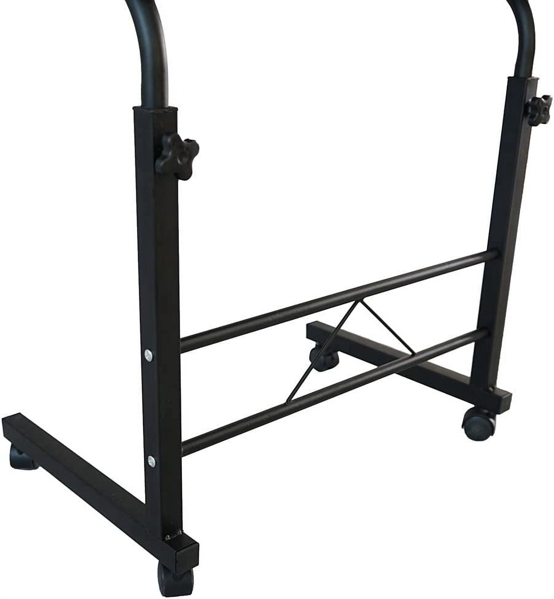 Side Table 31.5 Inches with Wheels Adjustable Height C Shape Table Movable Portable Laptop Computer Stand for Bed Sofa, Black Rolling Desk, Work Desk for Home Office