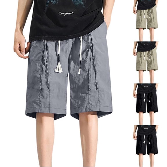 Bxsruta Men's Nylon Workwear Cargo Shorts with Multiple Pockets for Outdoor Casual and Fitness